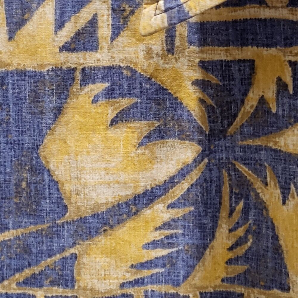 Men's X-Large Vintage Hawaiian All Cotton Blue Gold Shirt Cooke Street USA Made - Picture 11 of 13